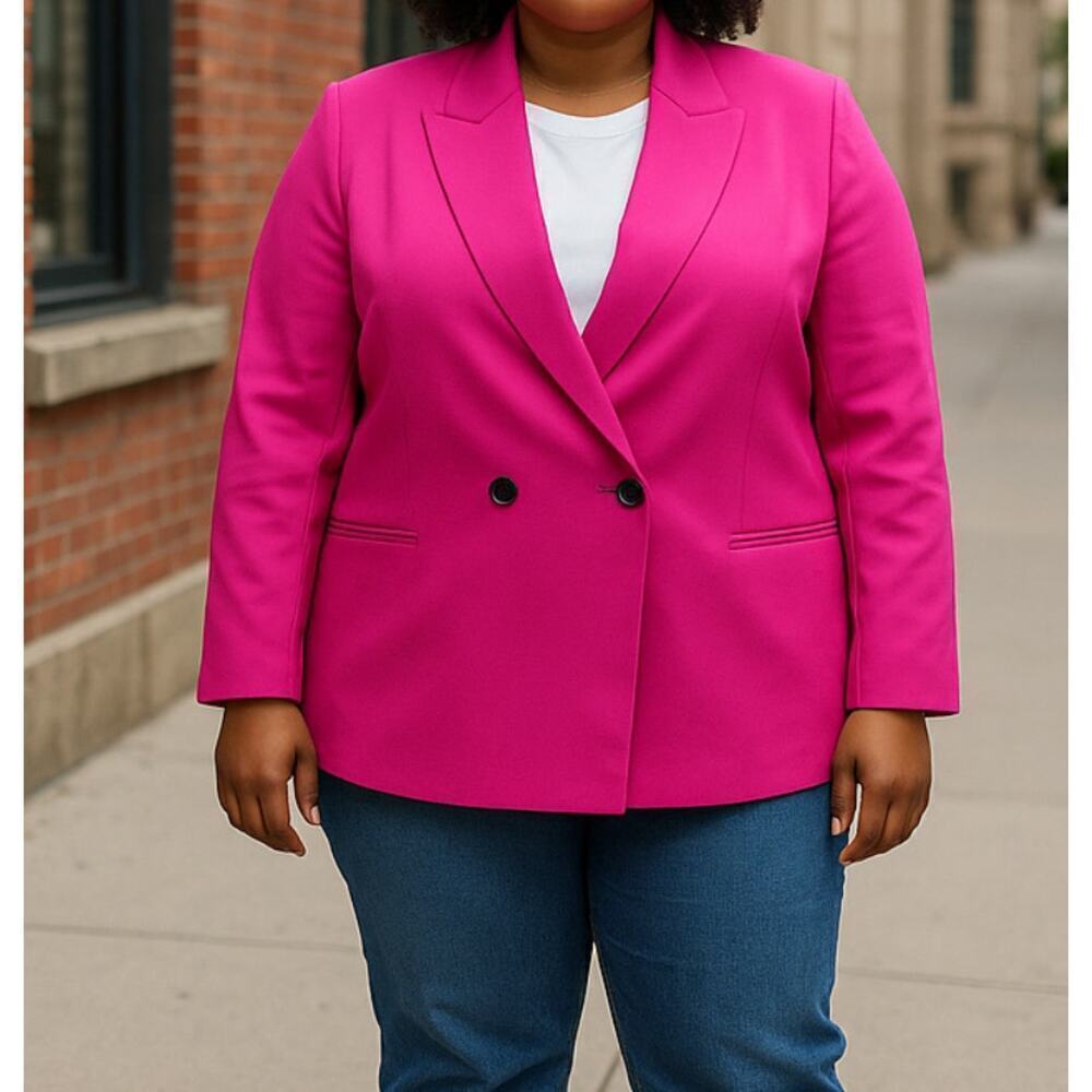 Mural Pink Blazer Womens Large , Classic Design Lined Interior, Mid length